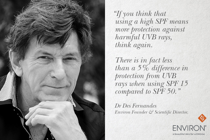 Dr. Des qoute about high spf 