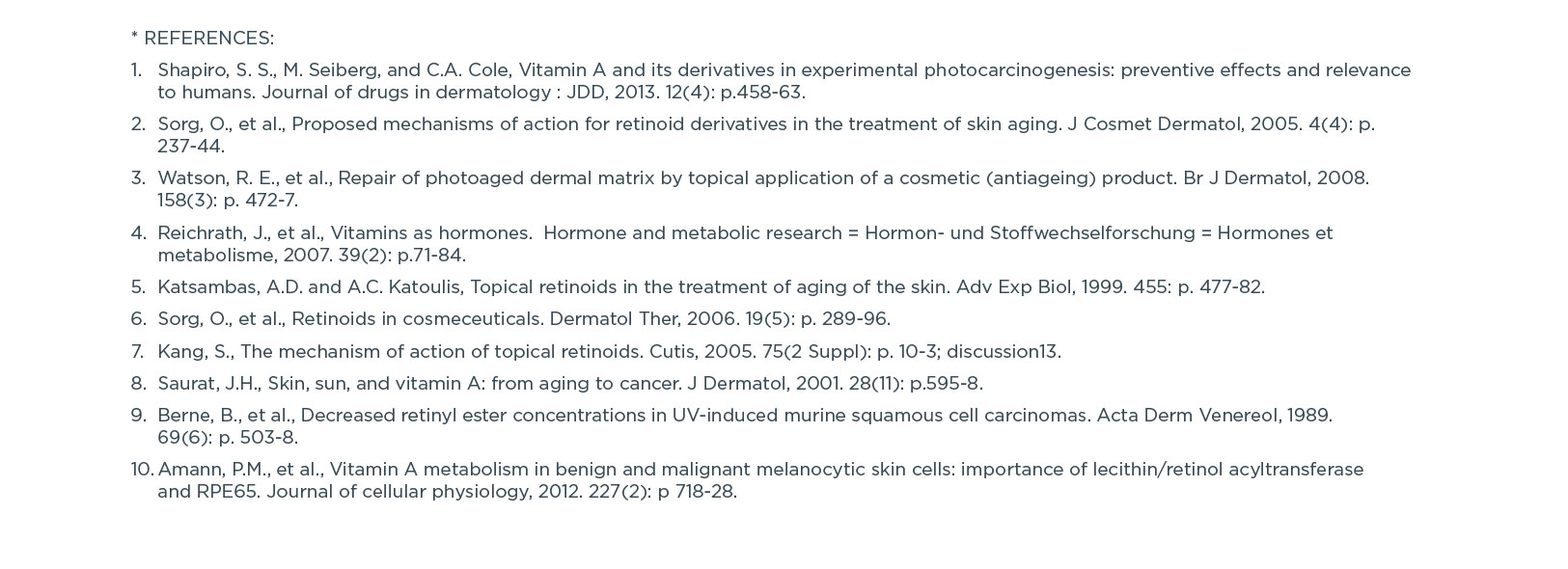 Vitamin A References
